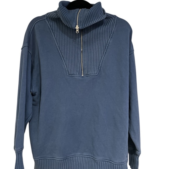 Aerie Oversized Navy Zip-Up Sweater - women XS - Picture 2 of 2